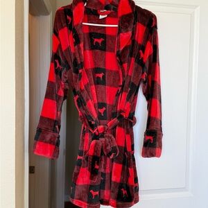 PINK Victoria's Secret Red and Black Plaid Robe